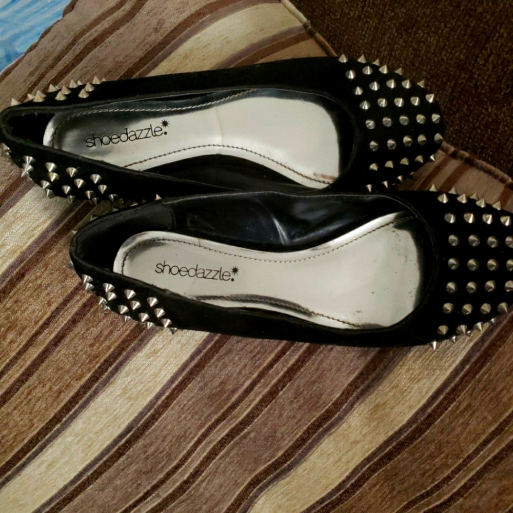 Black studded ballerina flats